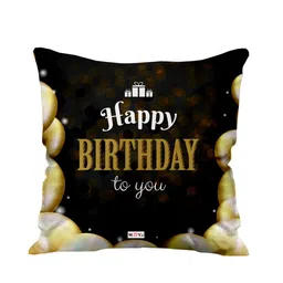 ME & YOU Black & Yellow Printed Microfibre Pre Filled Cushion-25