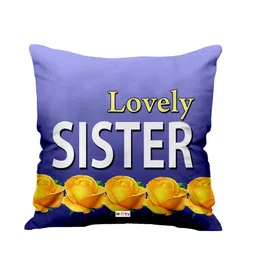 ME & YOU Blue & White Printed Fibre Filled Square Cushion-29
