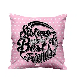 ME & YOU Pink & Black Printed Fibre Filled Square Cushion-54