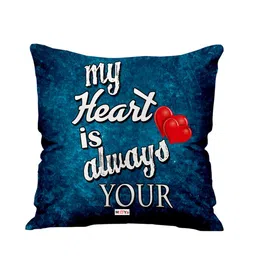 ME & YOU Navy Blue & Red Birthday Printed Fibre Filled Square Cushion-13