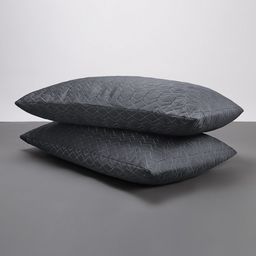 LA VERNE Grey Melange 2 Pieces Premium Microfibre Self-Design Pillows-23