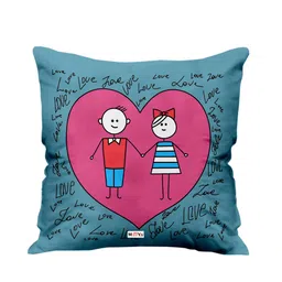 ME & YOU Grey & Pink Love Printed Ultra Soft Filled Cushion-image-67