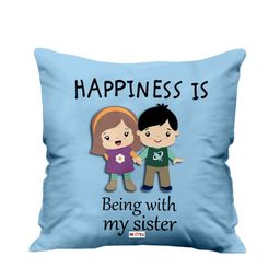 ME & YOU Blue Printed Square Cushion-38