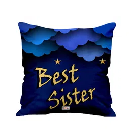 ME & YOU Blue Printed Square Cushion-28