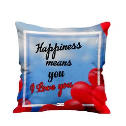 ME & YOU Love Blue & Black Printed Square Fibre Pre Filled Cushion-image-78