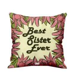 ME & YOU Beige & Pink Printed Square Cushion-0