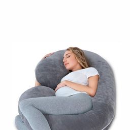 Siroki Bond Grey Fibre Filled Faux Velvet Maternity Pillow-22