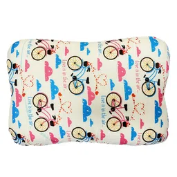 Sleepsia Kids White & Blue Cycle Printed Pillow-57