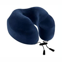BILLEBON Navy Blue Memory Foam Filled Faux Velvet Breathable Travel Pillow-60