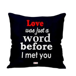 ME & YOU Black & White Printed Fibre Filled Square Cushion-12