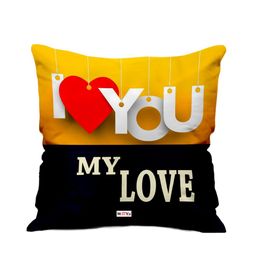 ME & YOU Yellow & Black Love Quotes Printed Square Pre-Filled Cushion-picture-44