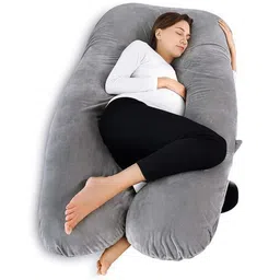 Siroki Bond Grey Fibre Filled Faux Velvet Maternity Pillow-image-55