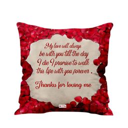 ME & YOU Red & Beige Love Printed Square Fibre Pre Filled Cushion-picture-41