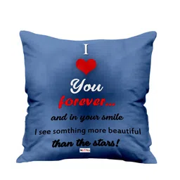 ME & YOU Blue & Red Printed Square Filled Cushion-12