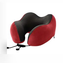 BILLEBON Red Memory Foam Filled Faux Velvet Breathable Travel Pillow-35