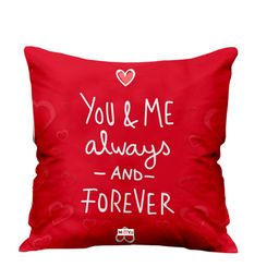 ME & YOU Red & White Printed Square Pre-Filled Cushion-16