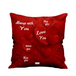 ME & YOU Red Love Printed Fibre Filling Square Cushion-12