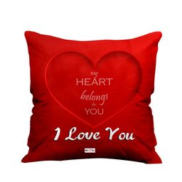 ME & YOU Red Printed Fibre Filling Square Cushion-picture-15