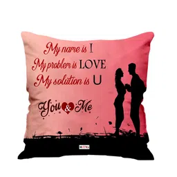 ME & YOU Pink & Black Printed Square Square Fibre Pre Filled Cushion-32