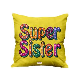ME & YOU Yellow & Pink Printed Ultra Soft Fibre Pre-Filled Square Cushion-33