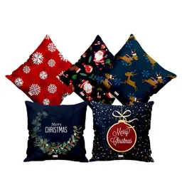 ME & YOU Navy Blue & Red 5 Pieces Christmas Printed Fibre Filling Square Cushion-picture-40