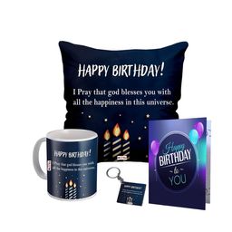ME & YOU Navy blue & Purple 4 Pieces Printed Home Gift Set-image-85