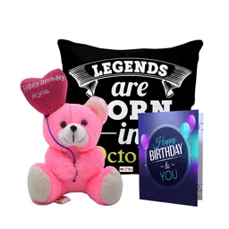 ME & YOU 3 Pieces Lightweight Printed Pillow with Card & Happy Birthday Teddy-image-42