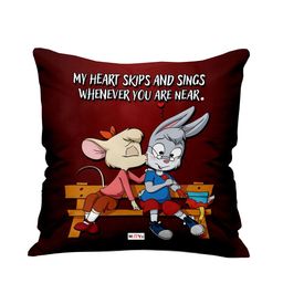 ME & YOU Maroon & White Love Printed Fibre Pre Filled Cushion-picture-26