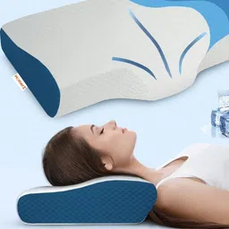 Homerz Premium Blue Memory Foam Filled Breathable Orthopedic Therapedic Pillow-17