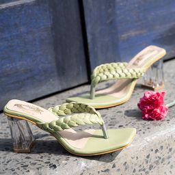 Shoetopia Girls Braided Block Heels-36