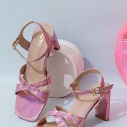 Shezone Open Toe Block Heels With Backstrap-38