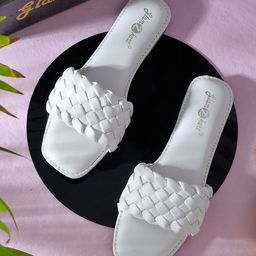 GLAMZKART Textured Open Toe Flats-picture-21