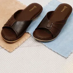 Denill Women Brown Embellished Open Toe Flats with Bows-image-27