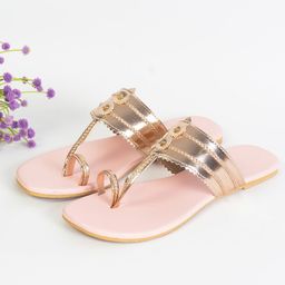 Sole House Women Rose Gold Solid Casual One Toe Flats-image-97