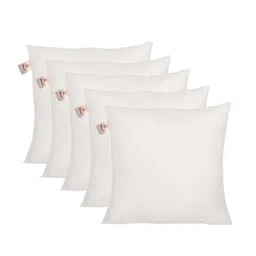 Home Set Of 5 White Solid Micro Cushion Pillows-2