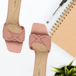 TRASE Textured Open Toe Block Heels-3