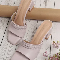 ICONICS Purple Block Mules with Bows-41