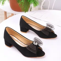 Sole Saga Bow Detail Block Heel Peep Toes-17