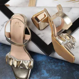 Carlton London Textured Open Toe Block Heels-54