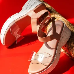 JM Looks Open Toe Wedges With Backstrap-35