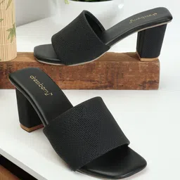 DressBerry Textured Open Toe Block Heels-5