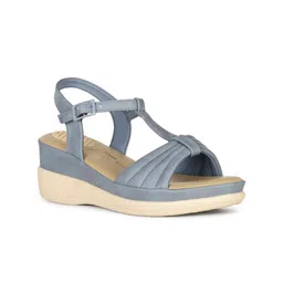 Bata Cane Textured Open Toe Comfort Heels With Buckles-7