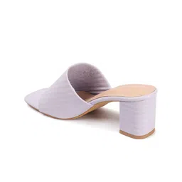 Mast & Harbour Purple Textured Open Toe Block Heels image 2