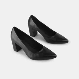 T.ELEVEN Textured Pointed Toe Block Heel Pumps image 5