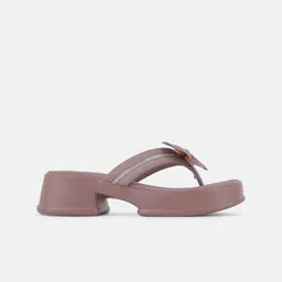 Mast & Harbour Mauve Embellished Bows Detail Open Toe Platform Heels image 5