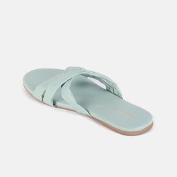 Vishudh Sea Green Textured Open Toe Flats image 3