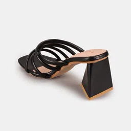 BuckleUp Black Block Mules with Bows image 2