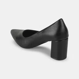 T.ELEVEN Textured Pointed Toe Block Heel Pumps image 3