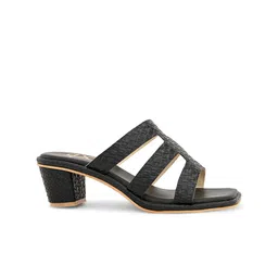 Elevato Basics Textured Open Toe Block Heels image 3
