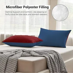 RF RELAXFEEL Maroon Set of 2 Fibre Filled Polycotton Breathable Sleep Pillow image 3